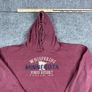 Blue84 Hoodie Mens XL Maroon Whispering Pines Resort Minnesota Graphic Pullover